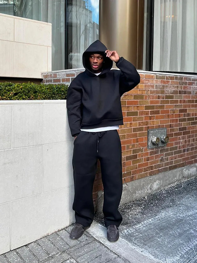 Hooded Sweatshirt and Loose Sweatpants Set