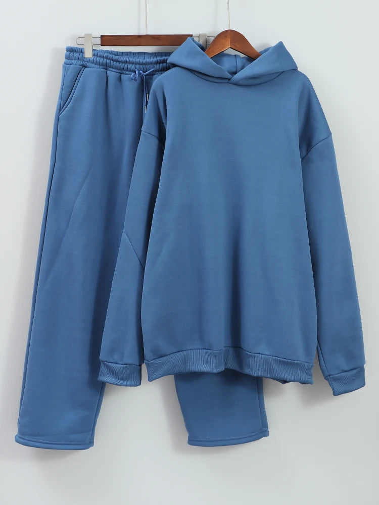 Hooded Sweatshirt and Loose Sweatpants Set