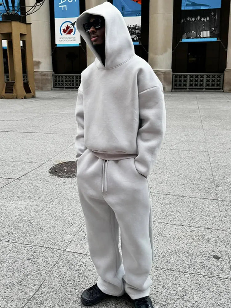 Hooded Sweatshirt and Loose Sweatpants Set