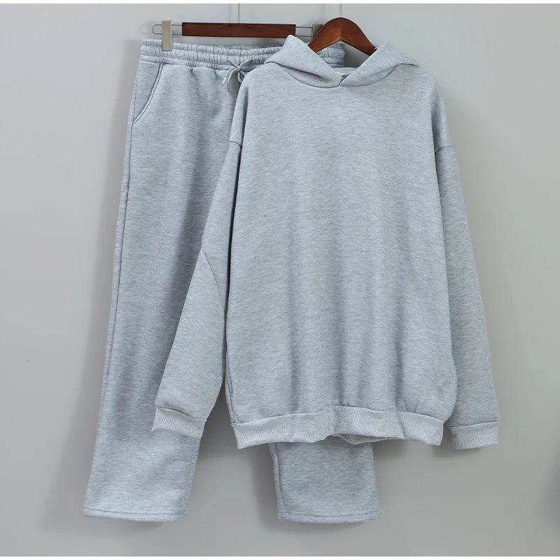 Hooded Sweatshirt and Loose Sweatpants Set